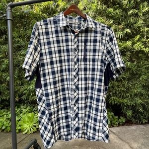 Icebreaker Men's XL Wool Blend Short Sleeve Button Up Plaid Shirt